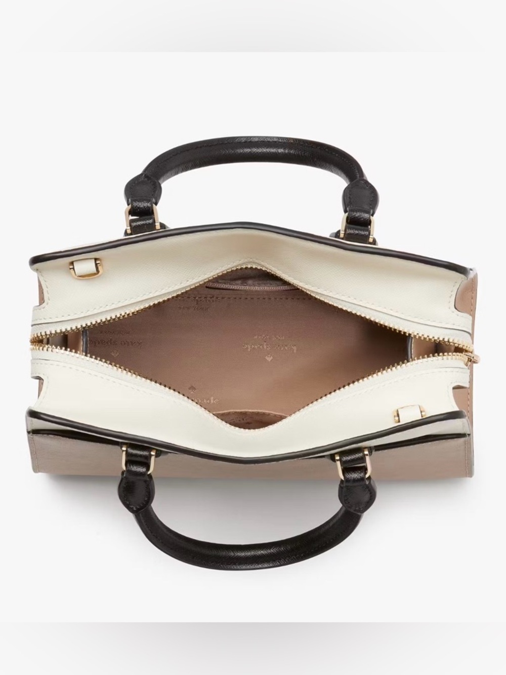 New KATE SPADE Colorblock Madison Small Satchel Crossbody Bag Beige White Black - Picture 4 of 7